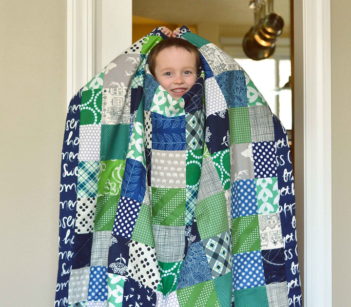 Blue and Green Picnic Quilt with Instructions