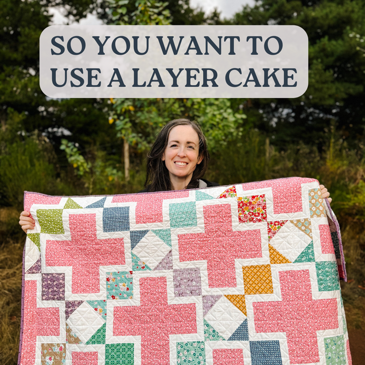 Quilt pattern roundup featuring Layer Cake Friendly designs made with 10-inch squares, perfect for lap-size quilts and showcasing colorful fabric collections