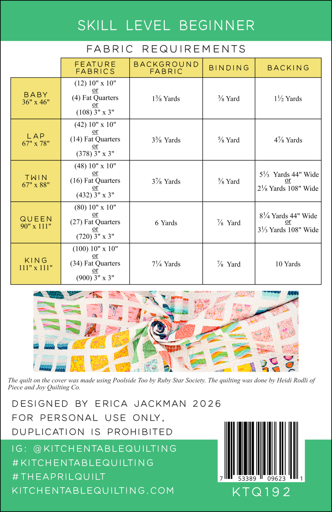 The April Quilt PDF Pattern