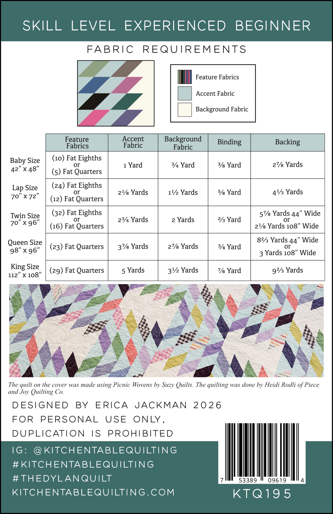 The Dylan Quilt Paper Pattern